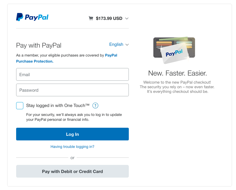PayPal payment options